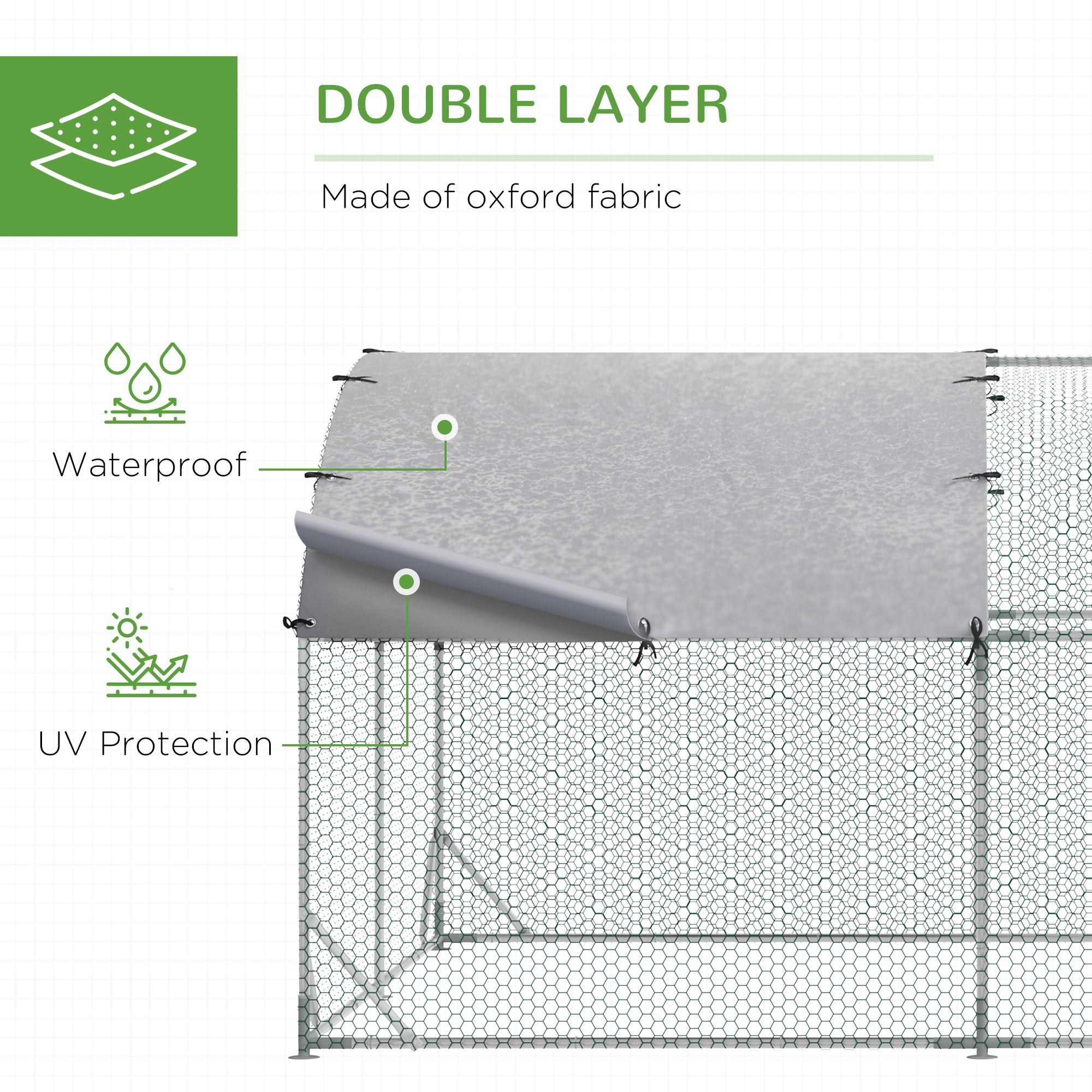PawHut Walk In Chicken Run Galvanised Chicken Coop Hen Poultry House Cage Pet Playpen Garden with Water-Resist Covers 