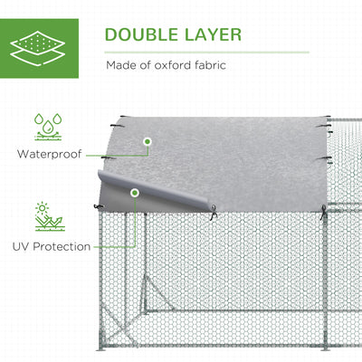 PawHut Walk In Chicken Run Galvanised Chicken Coop Hen Poultry House Cage Pet Playpen Garden with Water-Resist Covers 