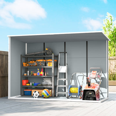 Outsunny 10 x 4 ft Resin Garden Shed, Outdoor Storage Shed with Floor, Windows, Lockable Doors and Vents, Grey 