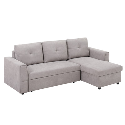 HOMCOM Linen-Look 'L' Storage Sofa Bed - Light Grey 