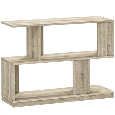 HOMCOM S-Shaped Side Table - Natural Wood Finish 