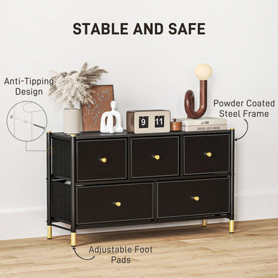 HOMCOM Faux Leather Front Chest of Drawers - Black 