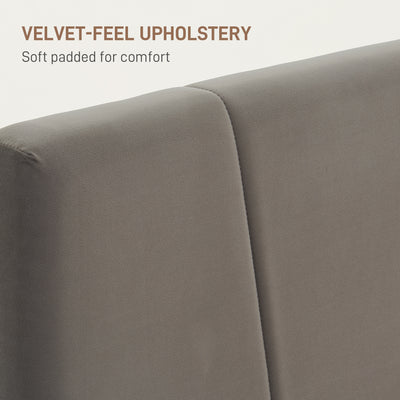 HOMCOM Double Velvet-Feel Headboard Bed Frame - Grey 