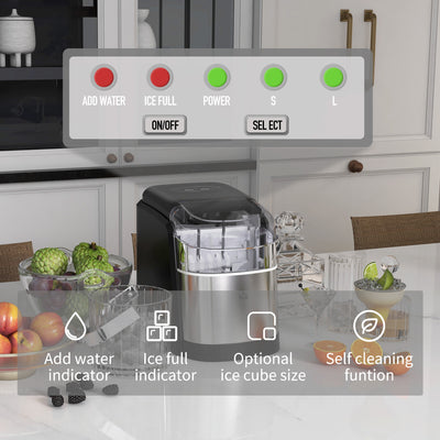 HOMCOM 12kg Countertop Ice Machine, with Scoop 