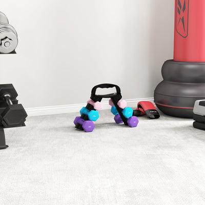 SPORTNOW Dumbbells Set with Storage Rack, 2 x 1kg, 2 x 2kg, 2 x 3kg, Pink 