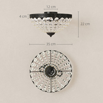 HOMCOM Crystal Chandelier Ceiling Light with 168 Octagonal Beads, Vintage 2-Light Flush Mount Ceiling Light for Living Room, Bedroom, Hallway, Dining Room, Black 