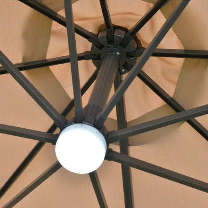 Outsunny 3(m) LED Cantilever Parasol Outdoor Sun Umbrella w/ Base Solar Lights Brown 