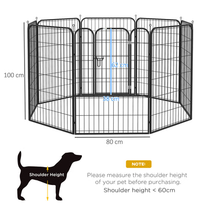 PawHut 8 Panels Heavy Duty Puppy Playpen, for Large, Medium Dogs, Indoor and Outdoor Use - Black 