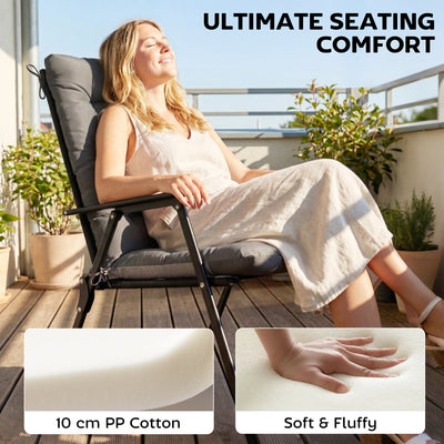 Outsunny Patio Chair Cushions Set of 4, Waterproof Non-Slip Lounge Chair Cushions, 112x53cm, Dark Grey 