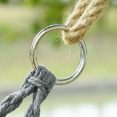 Outsunny Two-Seater Boho Macrame Hammock Swing - Grey 