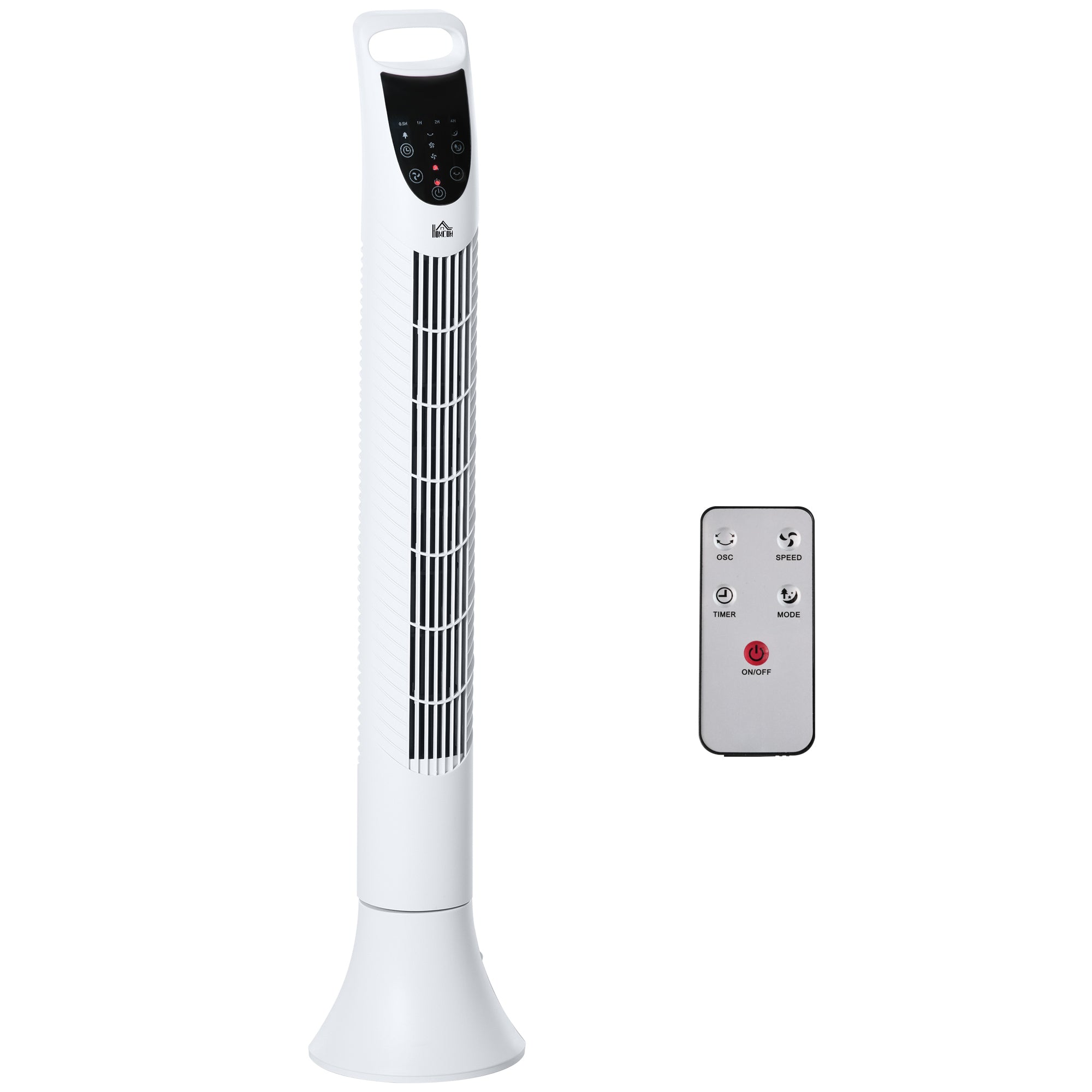 HOMCOM 36'' Freestanding Tower Fan, 3 Speed 3 Mode, 7.5h Timer, 70 Degree Oscillation, LED Panel, 5M Remote Controller, White 