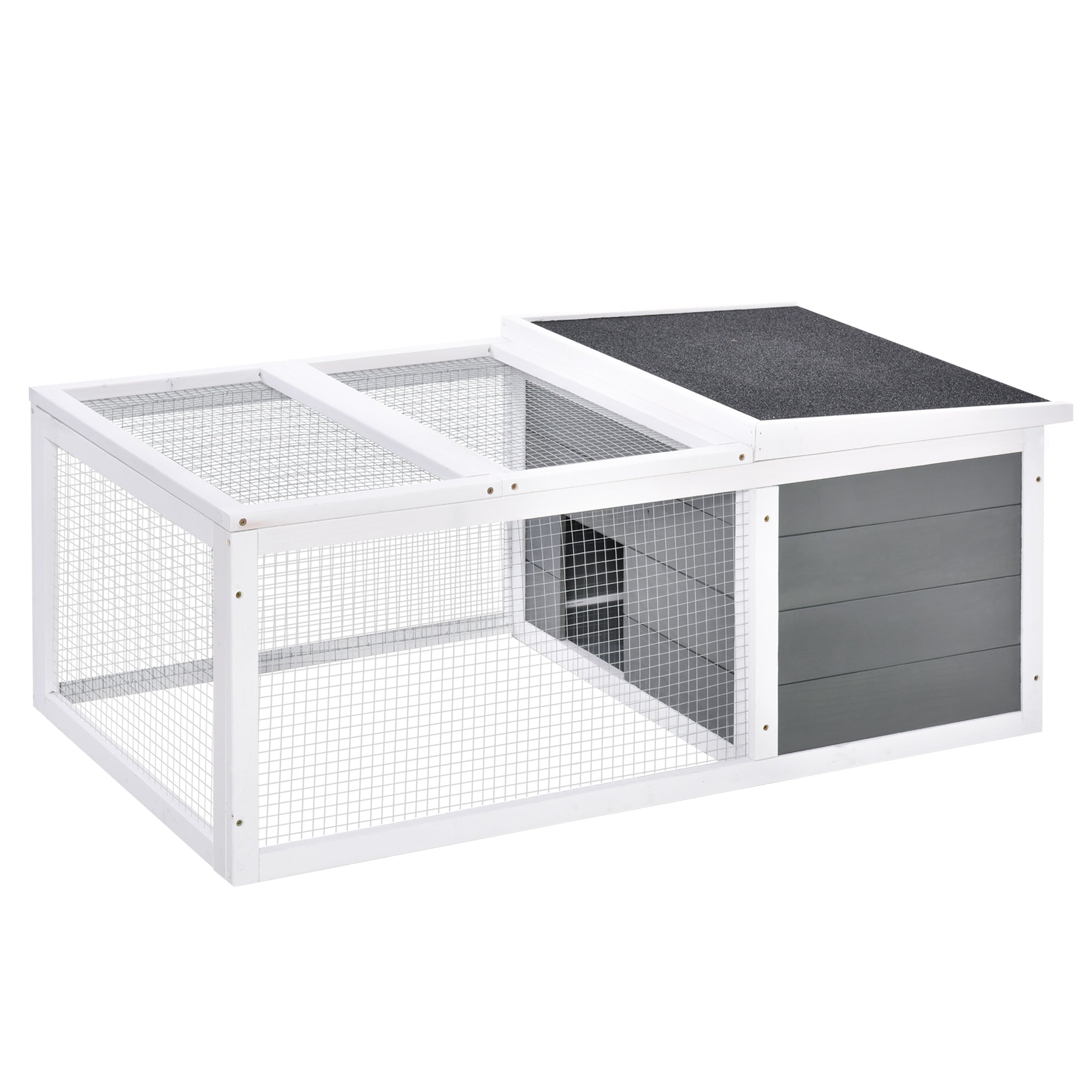 PawHut Rabbit Hutch Guinea Pig Hutch Wooden Small Animal Cage Rabbit Run Duck House with Openable Roof for Indoor Outdoor 115 x 66 x 47.5 cm 