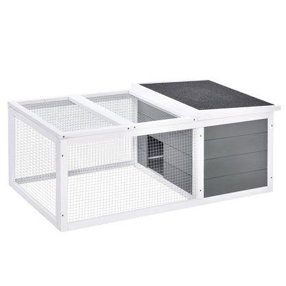 PawHut Rabbit Hutch Guinea Pig Hutch Wooden Small Animal Cage Rabbit Run Duck House with Openable Roof for Indoor Outdoor 115 x 66 x 47.5 cm 