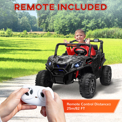 AIYAPLAY 24V 2 Seater Kids Electric Car with Remote Control, Suspension System,  Slow Start, 3 Speeds, for 3-8 Years, Black 