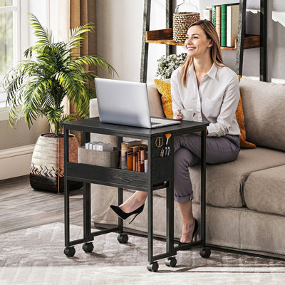 HOMCOM 63 cm Drop Leaf Writing Work Desk - Black 