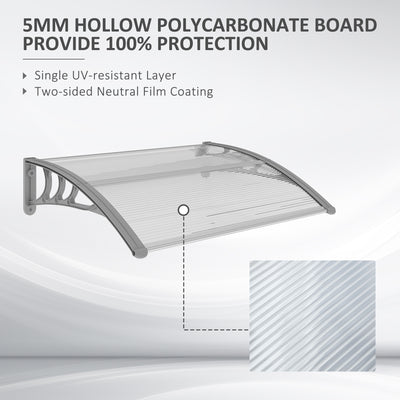 Outsunny Door Canopy Awning Outdoor Window Rain Shelter Cover for Front/Back Door Porch Clear 100 x 75cm 