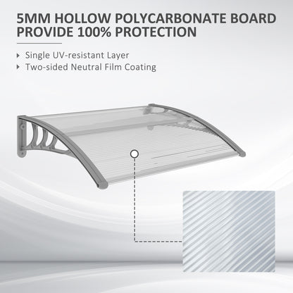 Outsunny Door Canopy Awning Outdoor Window Rain Shelter Cover for Front/Back Door Porch Clear 100 x 75cm 