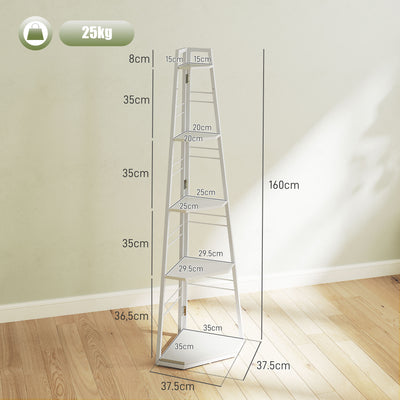 HOMCOM Five-Tier Corner Shelf - White 