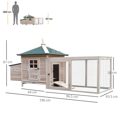 PawHut Chicken Coop Small Animal Pet Cage w/ Nesting Box Outdoor Run Backyard Wooden 