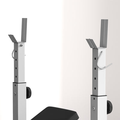 HOMCOM Adjustable Weight Bench with Squat Rack, Heavy Duty Bench Press Rack with Preacher Curl Pad, Leg Developer, Barbell Rack, Butterfly, Home Gym Strength Training Multiuse Workout Bench, Grey 