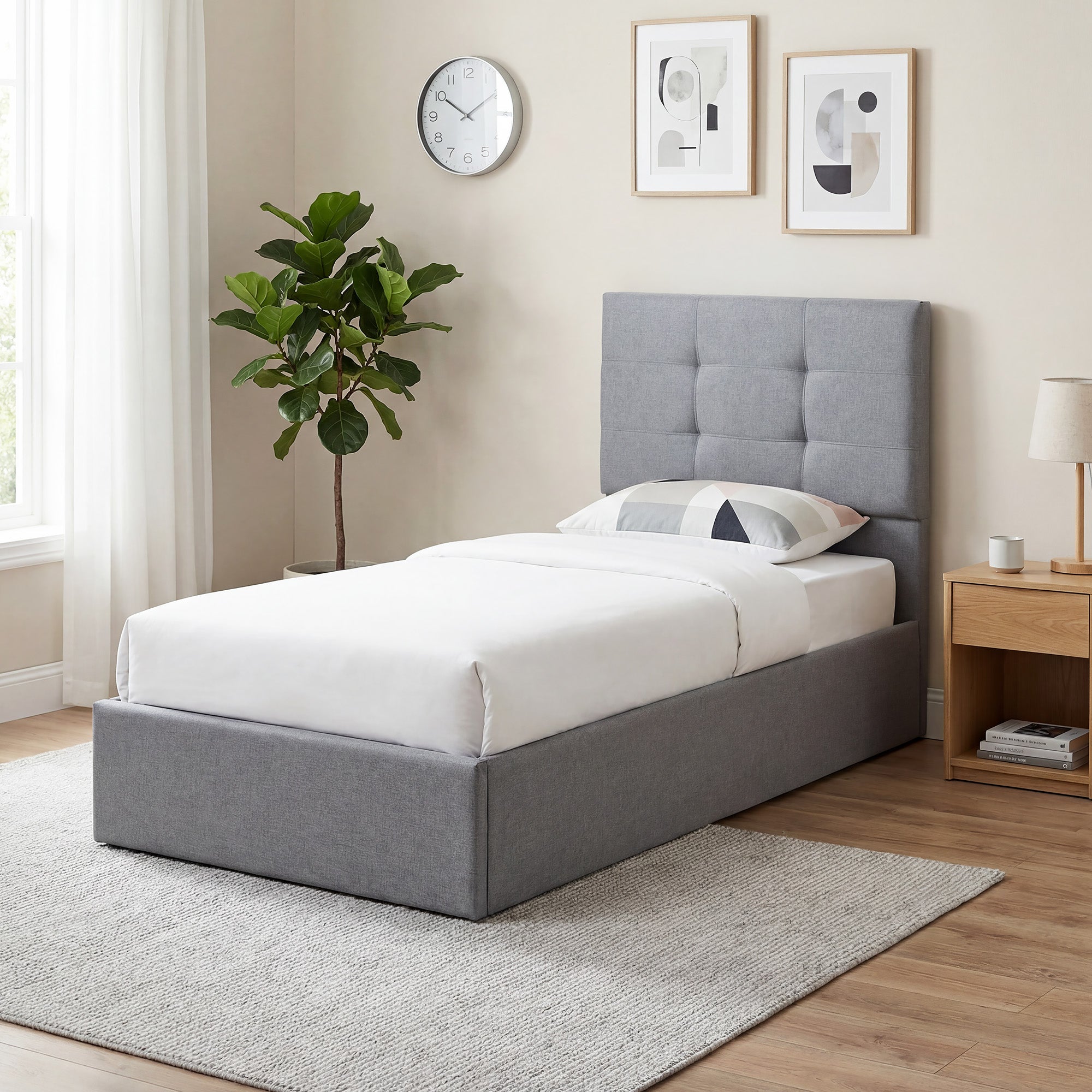 HOMCOM 3ft Single Ottoman Bed with Gas Lift Storage - Grey 