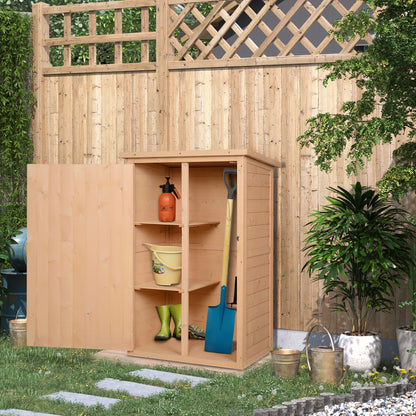Outsunny Wooden Small Shed, Garden Storage Shed with Shelves and Bolt Latch, 75L x 56W x115H cm, Natural 