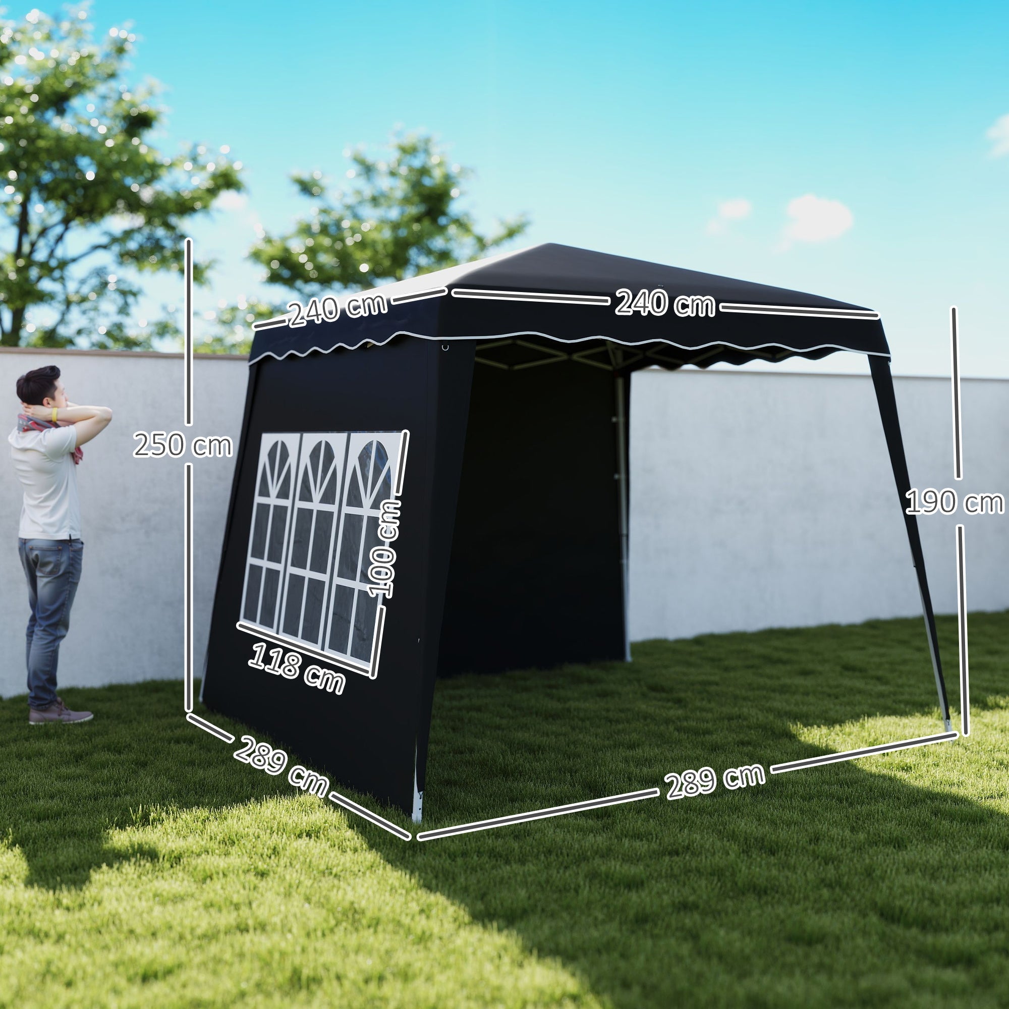 Outsunny 2.4 x 2.4m UV50+ Pop Up Gazebo - Black 