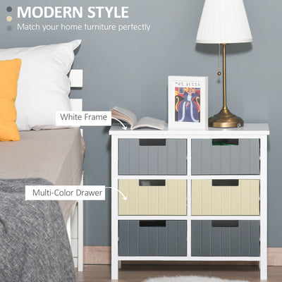 HOMCOM 6 Drawer Storage Tower, Dresser Chest with Wood Top, Organizer Unit for Closets Bedroom Nursery Room Hallway 