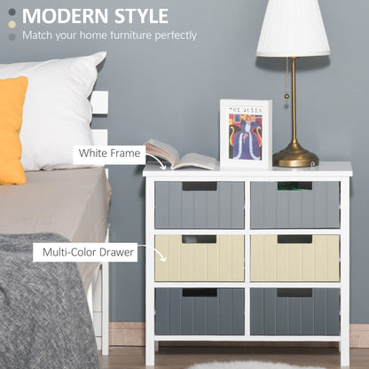 HOMCOM 6 Drawer Storage Tower, Dresser Chest with Wood Top, Organizer Unit for Closets Bedroom Nursery Room Hallway 