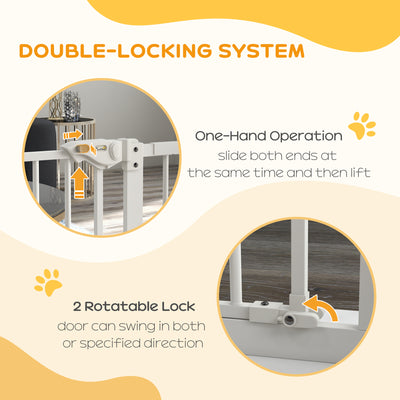 PawHut Metal 74-94cm Wide Adjustable Dog Gate White 