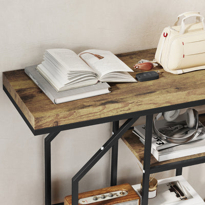 HOMCOM 4-Tier Industrial Console Table - Rustic Brown 