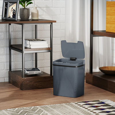 HOMCOM 15L Sensor Bin, Automatic Touchless Kitchen Bin, Easy Clean, Battery Operated for Home Office, Bedroom, Bathroom, Grey 