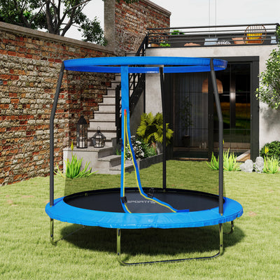 SPORTNOW 8ft Trampoline with Safety Enclosure Net, Steel Frame Outdoor Trampoline, with Edge, Safety Cover 