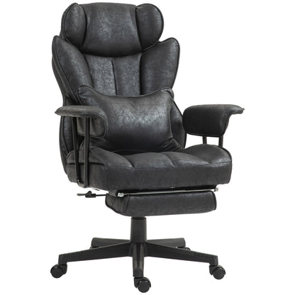 HOMCOM Executive Office Chair, Ergonomic Desk Chair with Foot Rest, Lumbar Support, Reclining Function and Wide Seat, Black