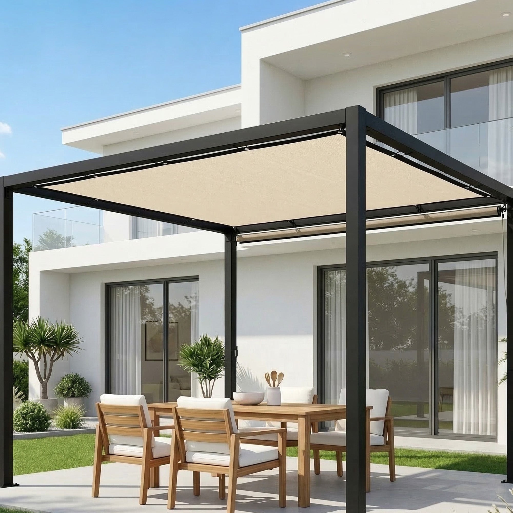 Outsunny Sun Shade Sail UV Protection Canopy with Stainless Steel Eyelets for Patio Garden 3 x 3.6 m Beige 