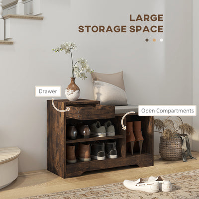 HOMCOM Multi-Compartment Shoe Bench, with Seat - Rustic Brown 