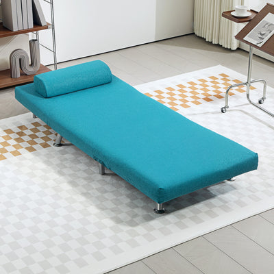 HOMCOM Single Linen-Feel Sleeper Chair - Dark Blue 