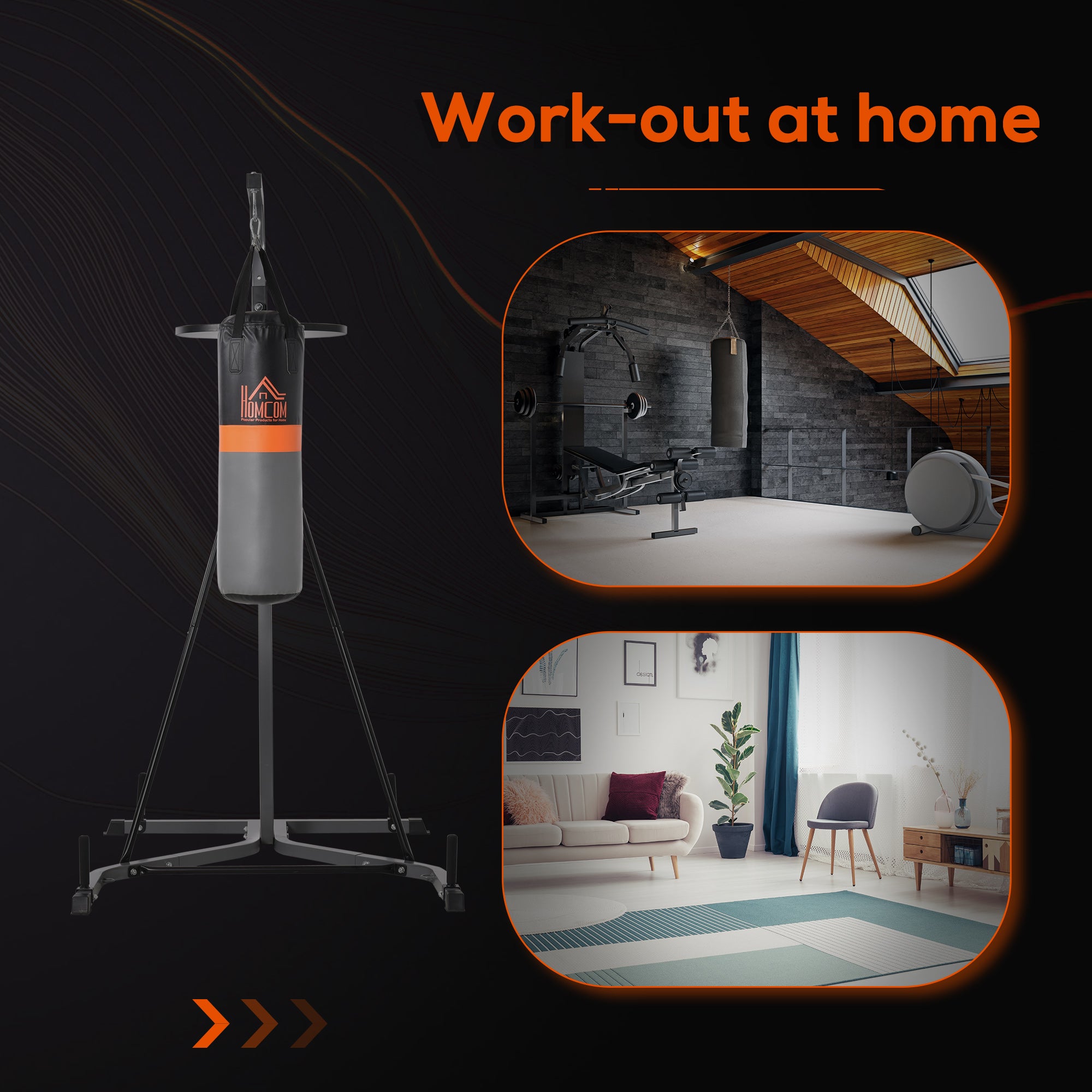 HOMCOM Freestanding Boxing Punch Bag & Speed Ball Station Hanging Frame Training Exercise Platform Home Gym Heavy Duty, Grey 