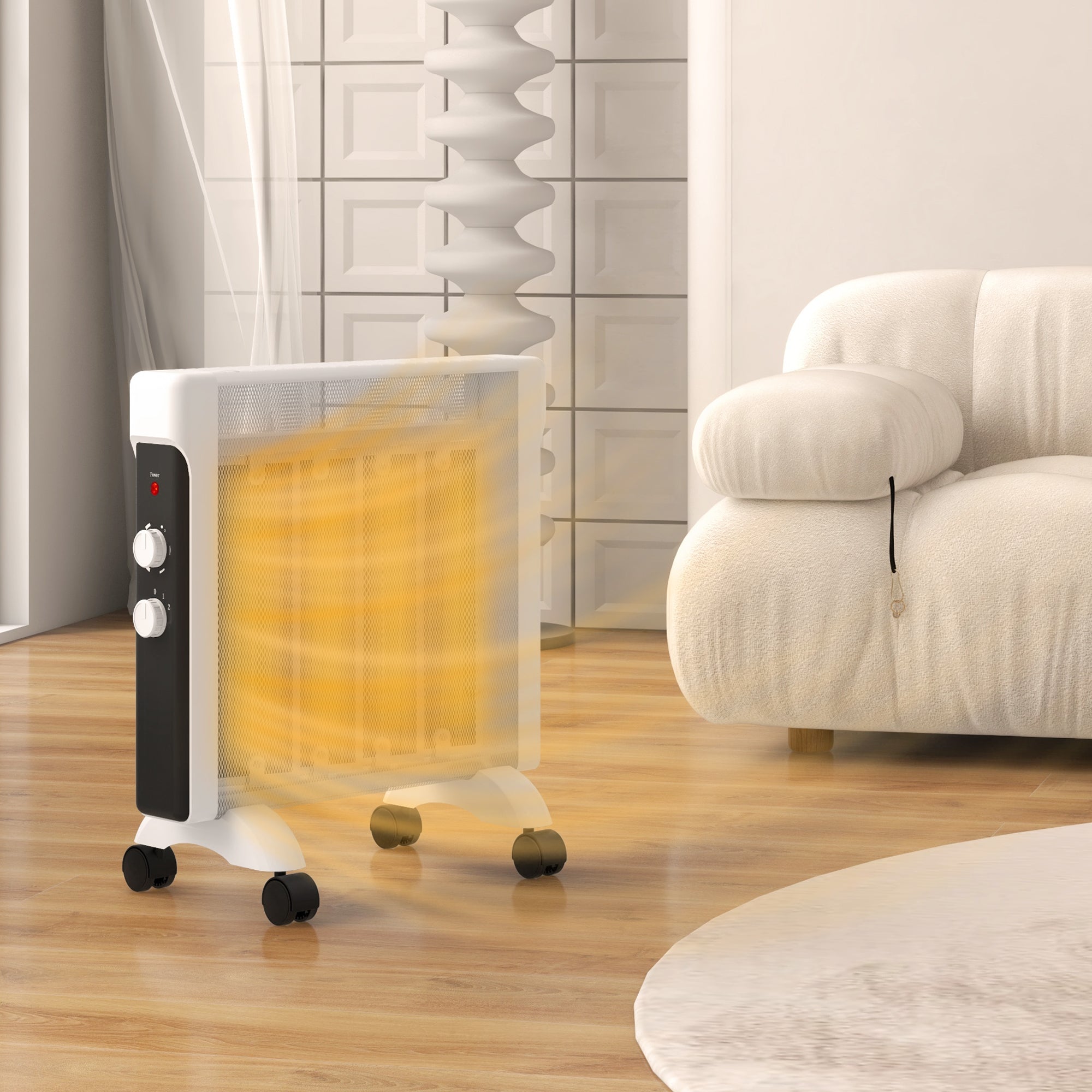 HOMCOM 2kW Electric Heater, 10-45\'e2\'84\'83 Temperature - White