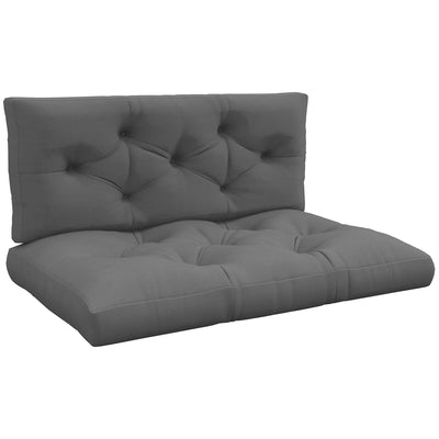 Outsunny 2 Seater Pallet Seat Cushions Back Pillows Replacement, Patio Chair Cushions Set for Indoor Outdoor, Charcoal Grey 