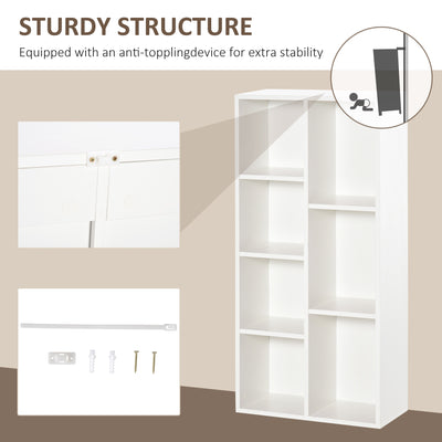 HOMCOM Seven-Cube Bookcase - White Wood Effect 