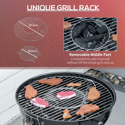 Outsunny Portable Kettle Charcoal Grill - Black 