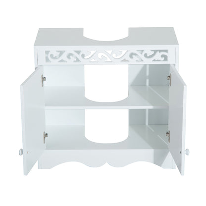 HOMCOM Bathroom Under Sink Storage Cabinet 2 Door Wooden Cupboard Vanity Units 
