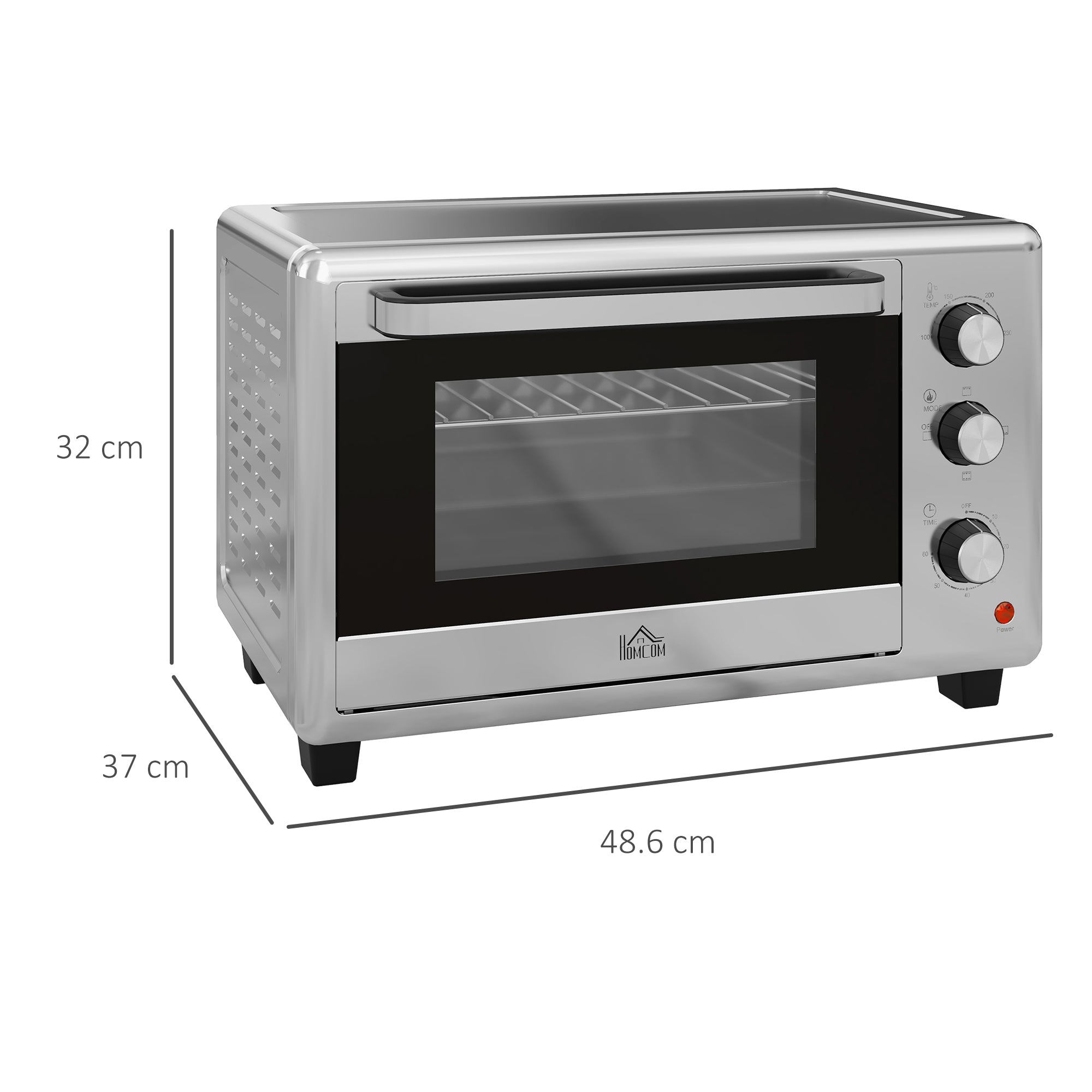 HOMCOM 30L 60-230\'e2\'84\'83 Mini Electric Oven, with Accessories - Silver Tone