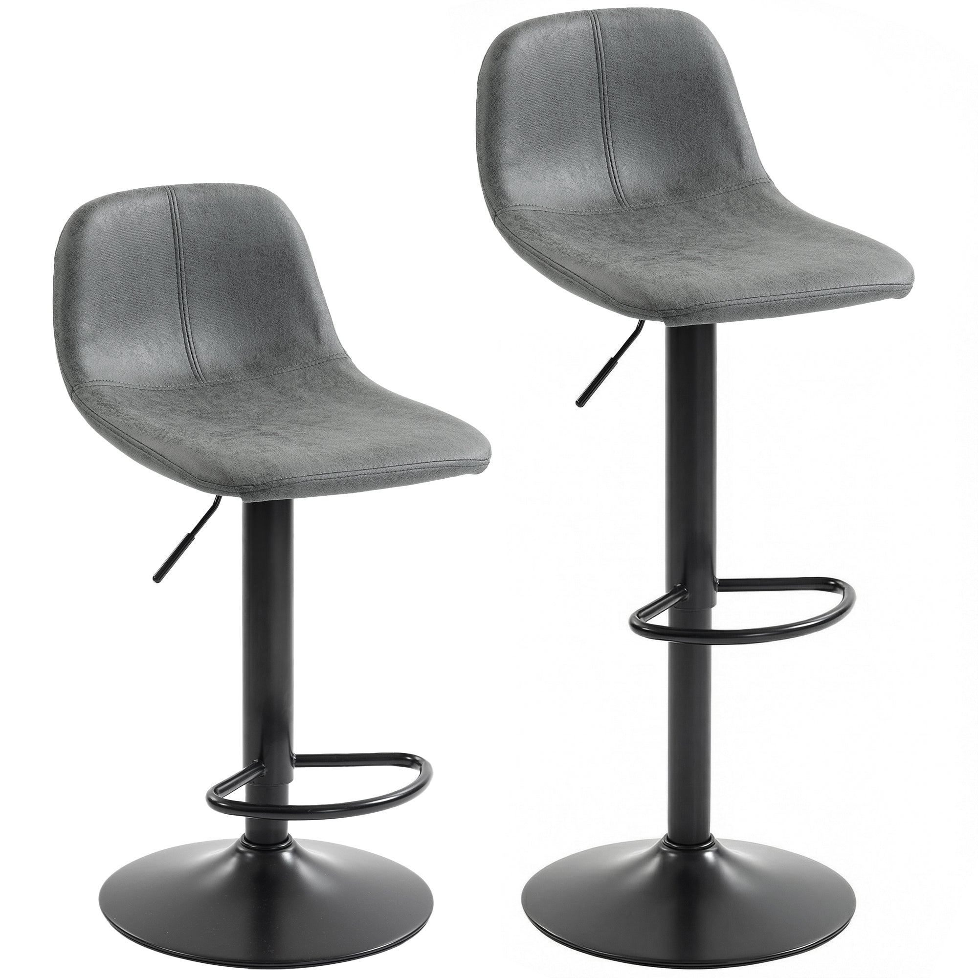 HOMCOM Bar Stools Set of 2, Modern Swivel Barstools with Footrest for Kitchen Island and Dining Room, Grey 