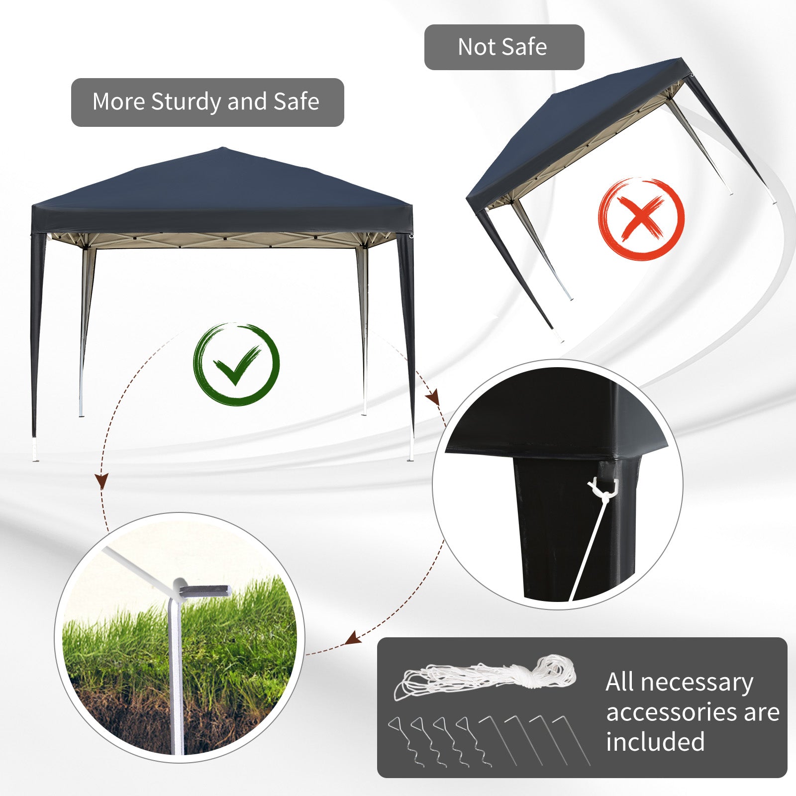 Outsunny 3 x 3M Garden Pop Up Gazebo Height Adjustable Marquee Party Tent Wedding Canopy with Carrying Bag, Black 