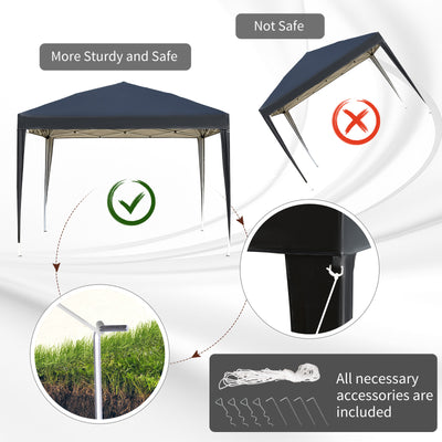 Outsunny 3 x 3M Garden Pop Up Gazebo Height Adjustable Marquee Party Tent Wedding Canopy with Carrying Bag, Black 