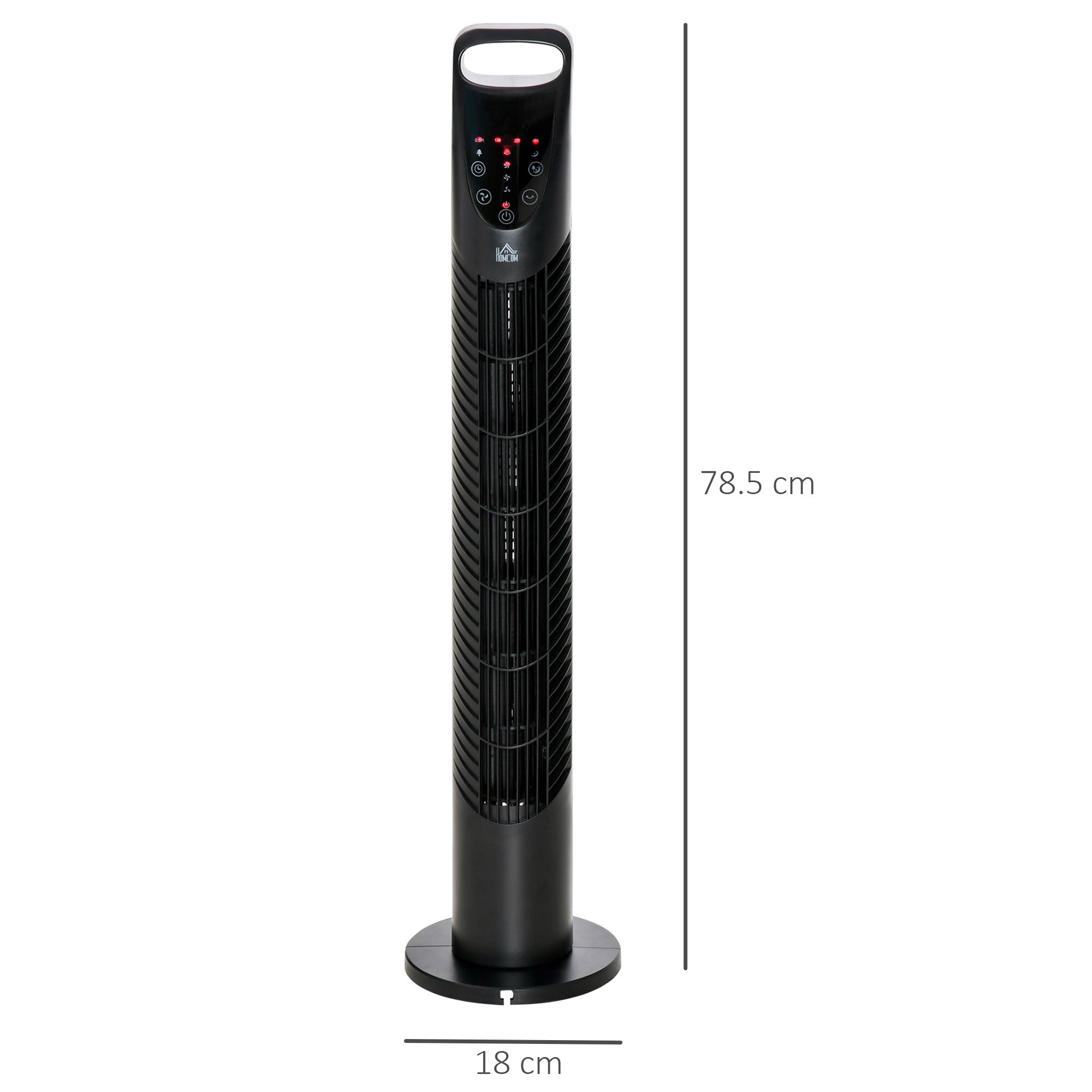 HOMCOM 31" Oscillating Tower Fan with Remote Control, 7.5H Timer, 3 Speed 3 Modes, Electric Floor Standing Cooling Fan for Home Bedroom Office, Black 