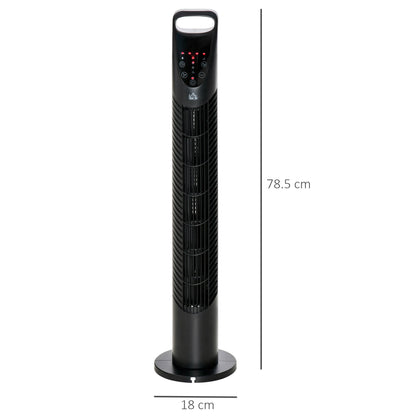 HOMCOM 31" Oscillating Tower Fan with Remote Control, 7.5H Timer, 3 Speed 3 Modes, Electric Floor Standing Cooling Fan for Home Bedroom Office, Black 