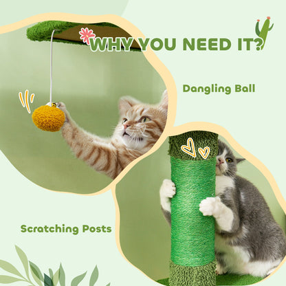 PawHut 230-275cm Floor-to-Ceiling Adjustable Cat Tree with Scratching Posts, Hammock 